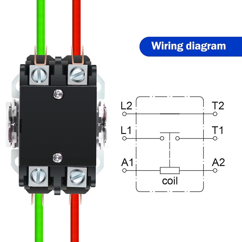 Dreyoo 2 Pcs 24V Coil 40A 2 Pole Air Conditioner Contactor, UL Certified HVAC Motor Contactor, Air Conditioner Replacement Relay, Compatible with C230b, Heat Pump, Refrigeration Systems - Image 3